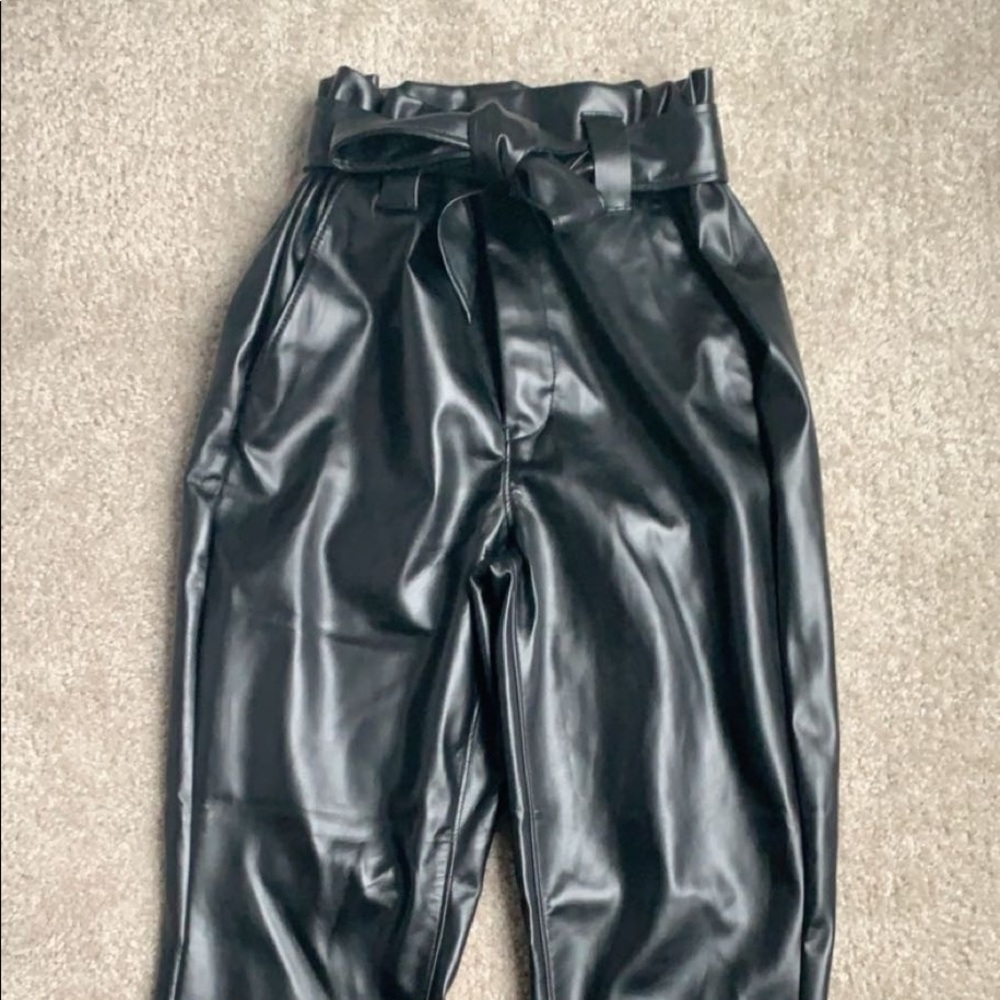 High waisted leather pants.